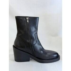 NEW ANN DEMEULEMEESTER women's zip up leather ankle boots in black